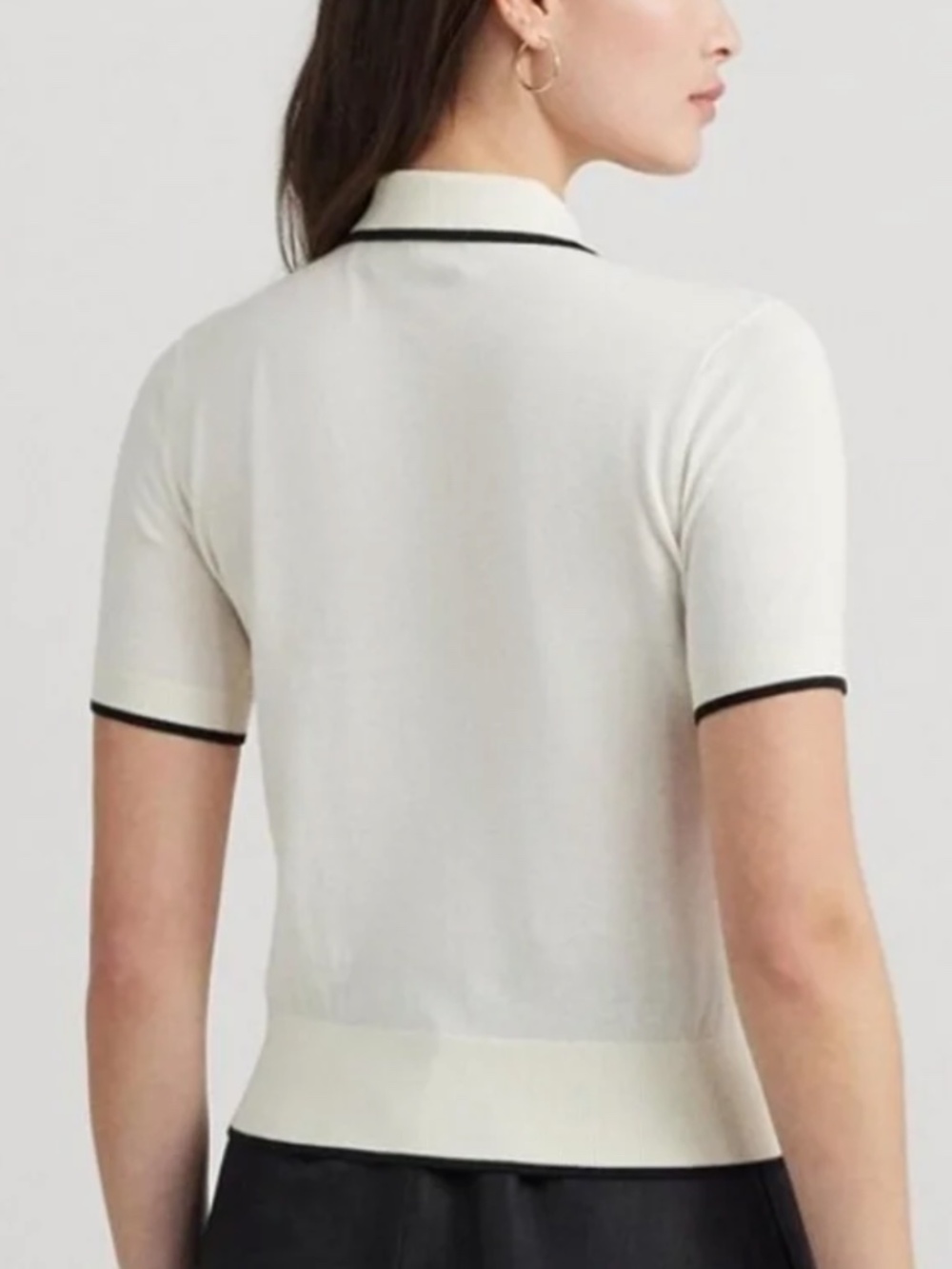 NWT $125 Lauren Ralph Lauren Ruffle Trim Short Sleeve Polo Sweater - Sz M - Picture 5 of 10